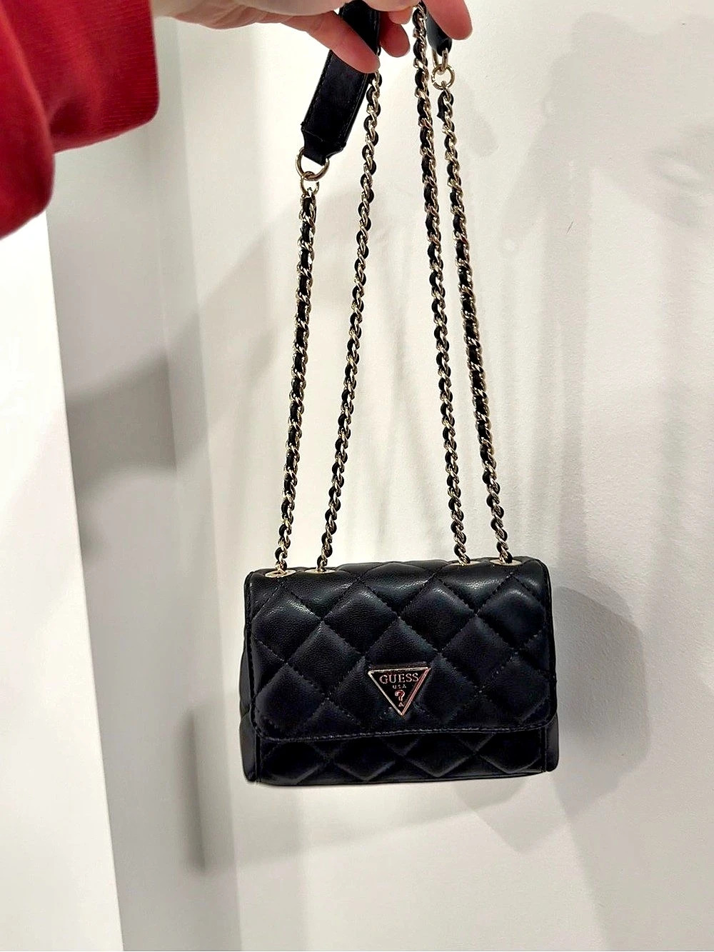 Guess Talk Mini Quilted Crossbody Convertible Bag Black
